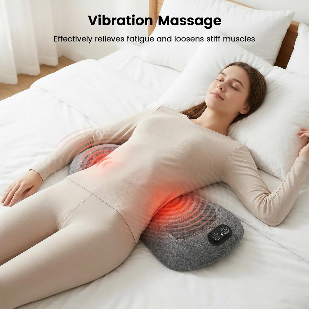 Upgraded 3 in 1 Cordless Electric Lumbar Support Pillow, Triple Fusion Back Massager with Heat & Vibration & Traction, Lower Back Massager, Ideal for Car/Bed/Office Chair/Travel, Gift for Relaxation