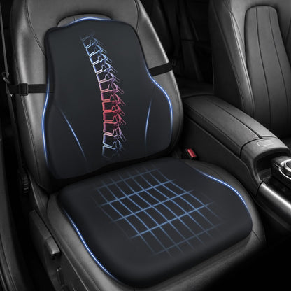 Car Seat Cushion with Lumbar Support, Firm 2-Piece Set for Long Drive, Grey