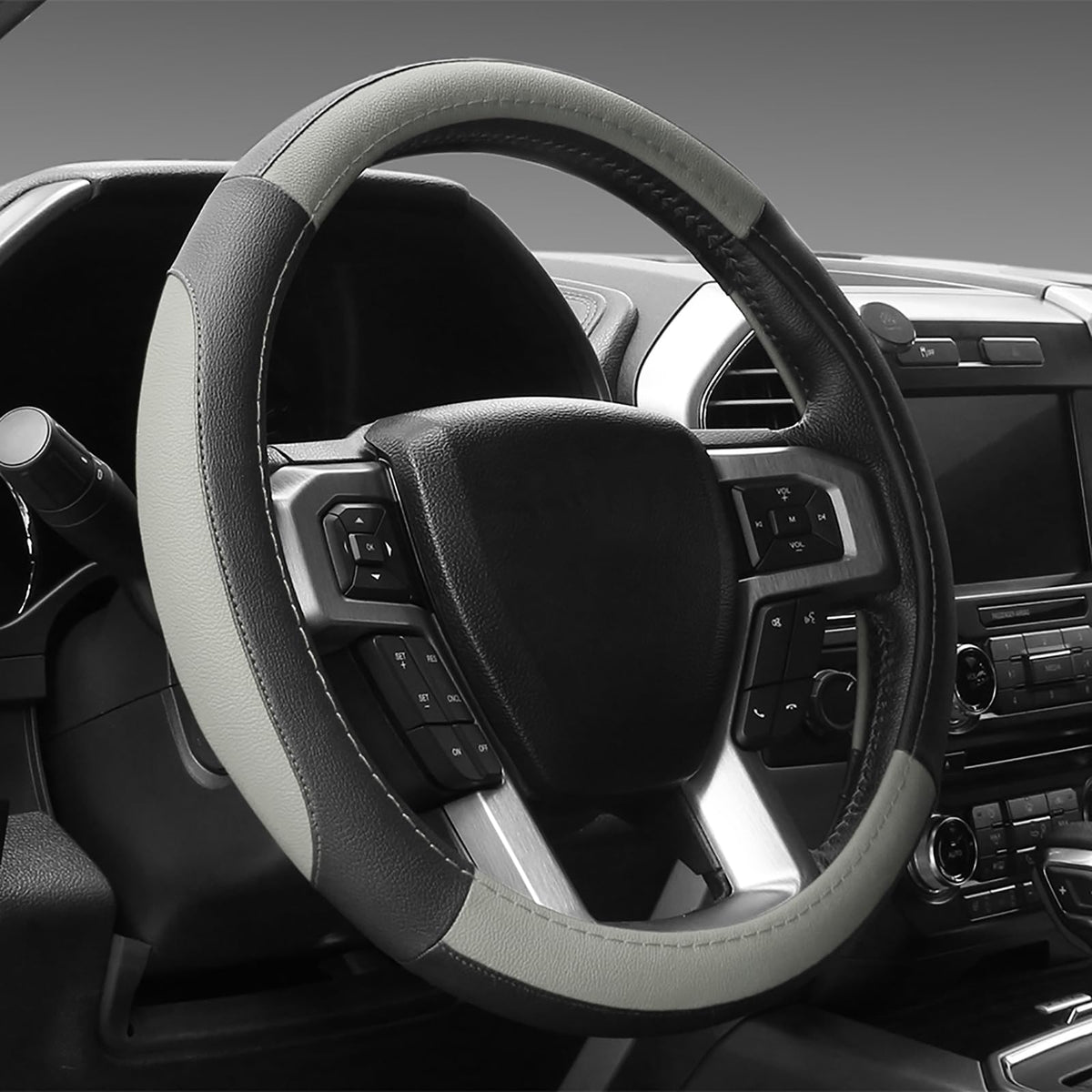 SEG Direct Black Microfiber Leather Auto Car Steering Wheel Cover 15 inch