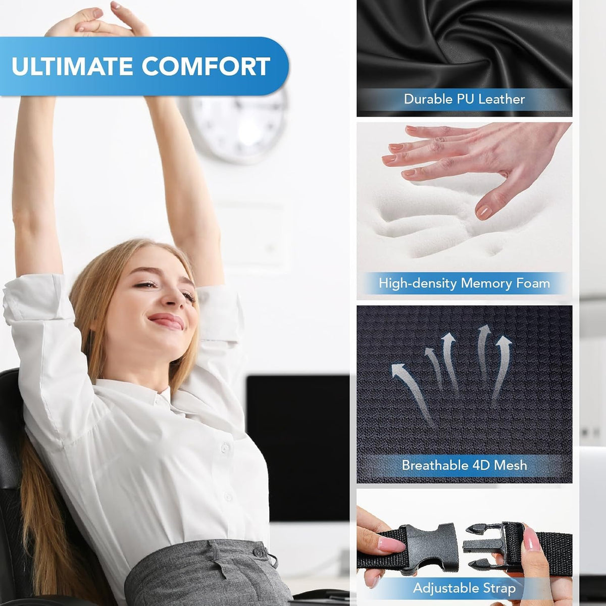 Lofty Aim Lumbar Support Pillow for Car, Car Seat Back Support for Driving