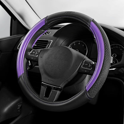 Skechers Air-Cooled Steering Wheel Cover,Leather Car Steering Wheel Cover Universal Fit 14" 1/2-15" Car Wheel Protector for Men Women Fit Suvs,Vans,Sedans,Car,Trucks,Black