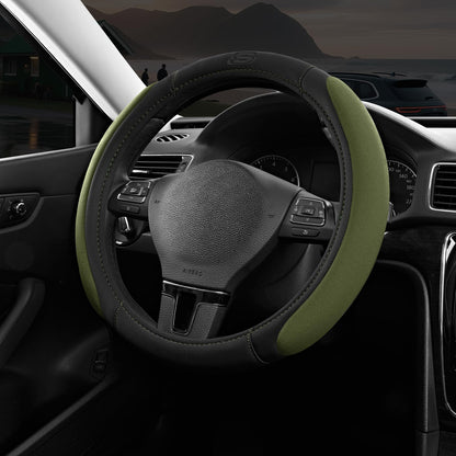 Skechers Steering Wheel Cover, Memory Foam Car Steering Wheel Cover,14.5-15inch Anti-Slip Safety Comfortable Desgin, Universal Accessory for Diverse Cars, Truck,SUV (Black & Black)