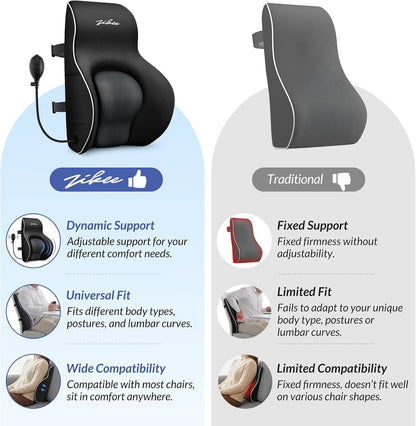 ZIKEE Lumbar Support Pillow with Adjustable Airbag for Back Pain Relief