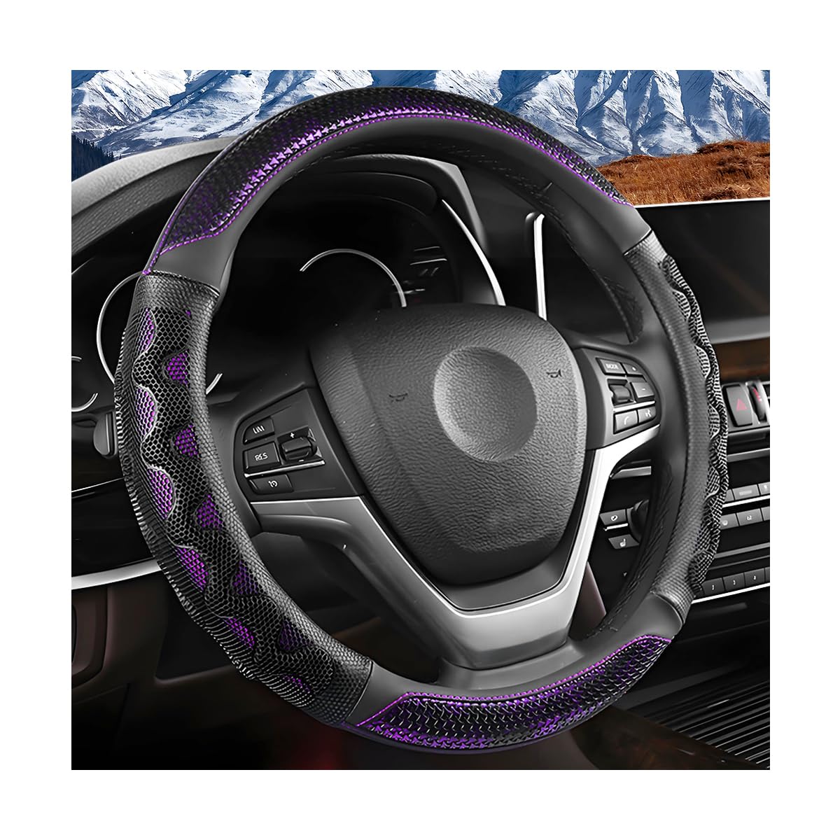 Car Steering Wheel Cover, 3D Honeycomb Anti-Slip Breathable, Red
