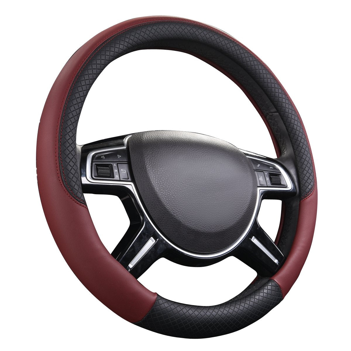 CAR PASS Line Rider Microfiber Leather Sporty Steering Wheel Cover Universal Fits for 95% Truck,SUV,Cars,14.5-15inch Anti-Slip Safety Comfortable Desgin (Black-Blue)