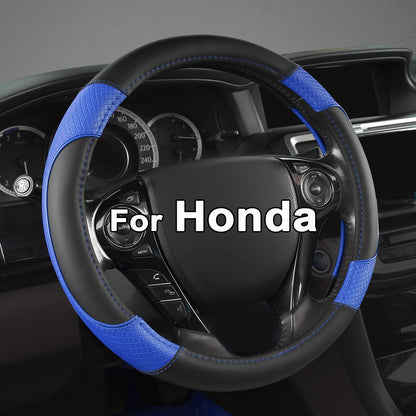 GIANT PANDA Microfiber Leather Steering Wheel Cover for Honda Accord,Civic,CR-V,HR-V,Pilot(Diamond-Pattern-Black-Standard Size)