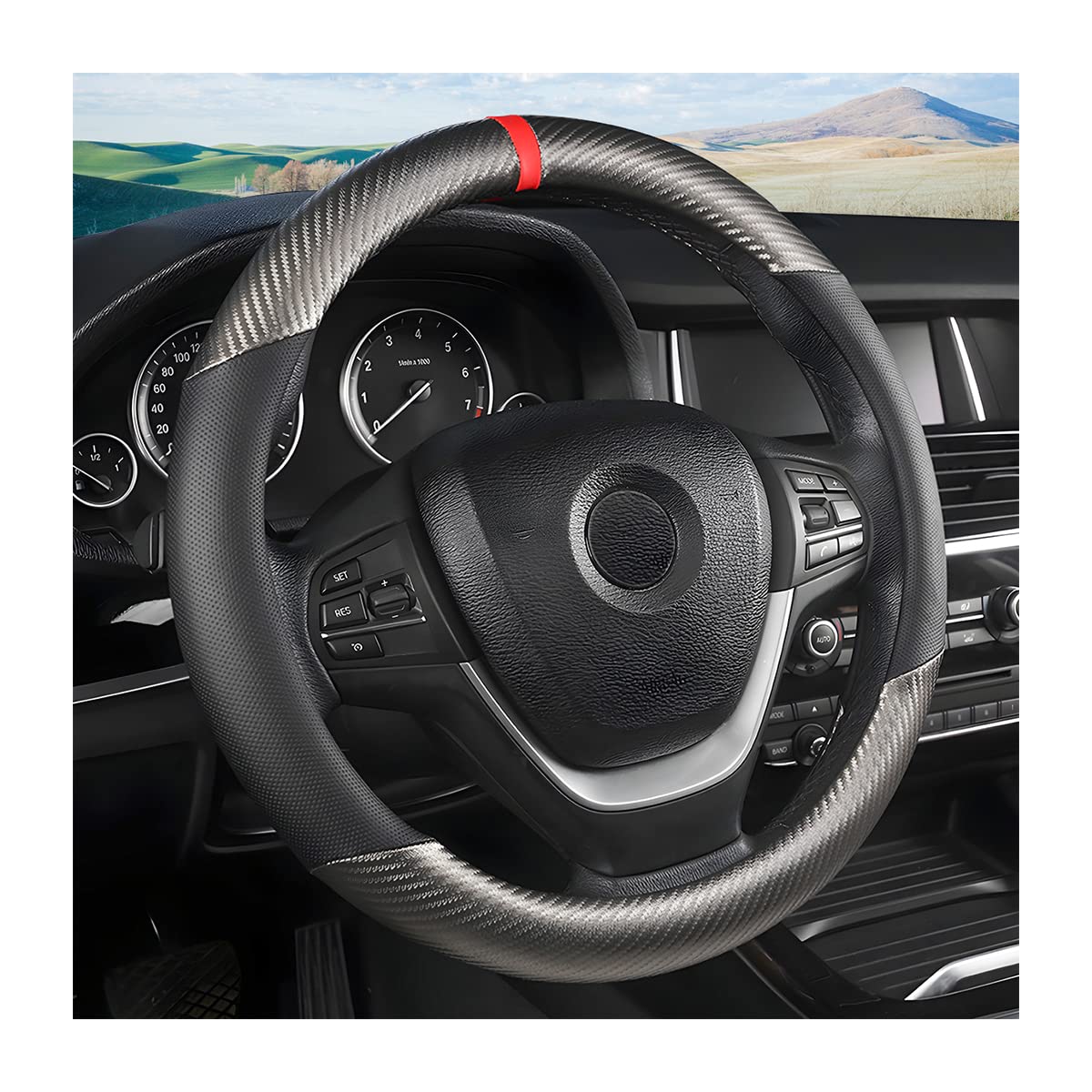 Moly Magnolia 15 Inch Car Steering Wheel Cover, Black-1