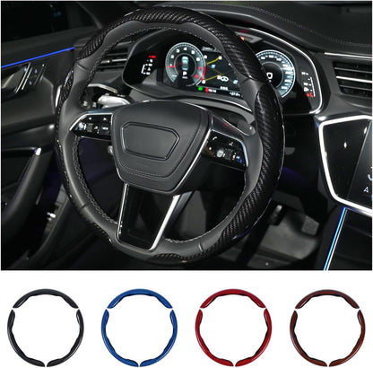 Hiseanllo Carbon Fiber Steering Wheel Cover 3PCS Set – Anti-Slip, Scratch-Resistant, Universal Fit for 14–16 Inch Wheels – Interior Car Accessories for Cars, SUVs, Trucks (Black)