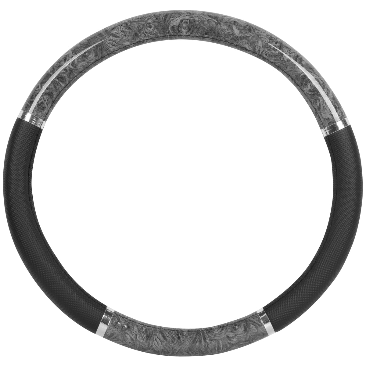 BDK Black Genuine Leather Steering Wheel Cover Large 15.5 to 16 inch