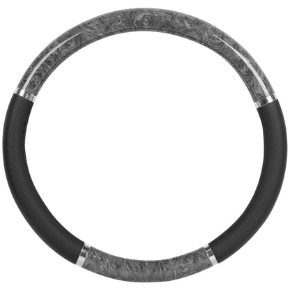 BDK Black Genuine Leather Steering Wheel Cover Large 15.5 to 16 inch