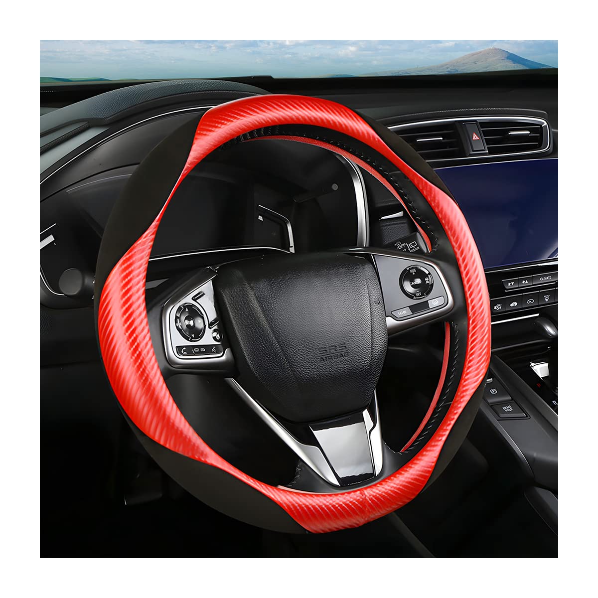 Moly Magnolia 15 Inch Car Steering Wheel Cover, Black-1