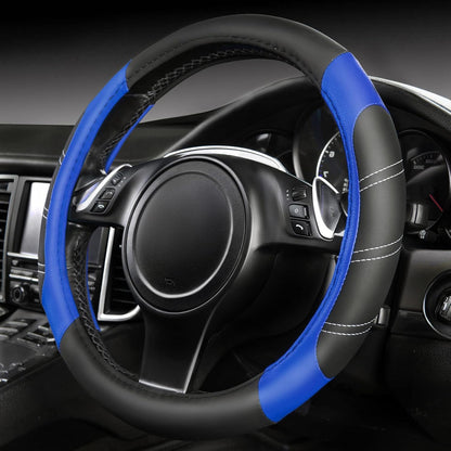 CAR PASS Line Rider Microfiber Leather Sporty 14.5-15 inch Steering Wheel Cover Universal Fits for 95% Truck,SUV,Cars, Anti-Slip Safety Comfortable Design (Black Purple)