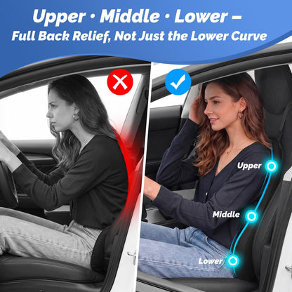 Lumbar Support Pillow for Car – Memory Foam Whole Back Relief