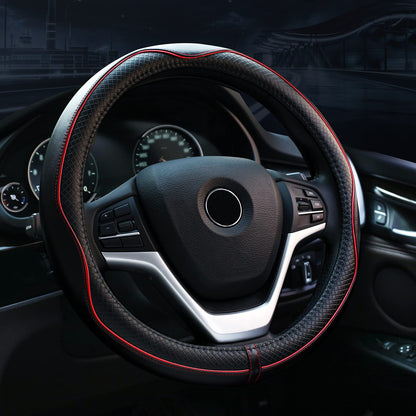 Valleycomfy Steering Wheel Covers Universal 15 inch - Genuine Leather