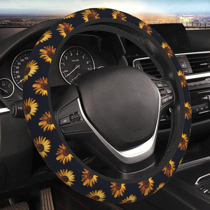 Black Leopard Cheetah Steering Wheel Cover for Women Girls