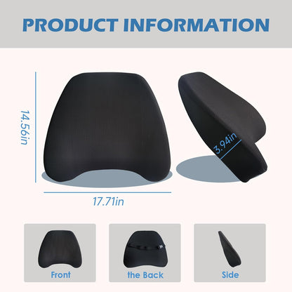 Super Cozy Lumbar Support Pillow for Car/Office Chair, 100% Memory Foam