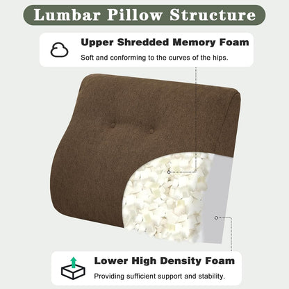 baibu Patented Dual-Layer Memory Foam Lumbar Pillow for Recliner, Brown