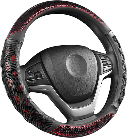 Car Steering Wheel Cover, 3D Honeycomb Anti-Slip Breathable, Red