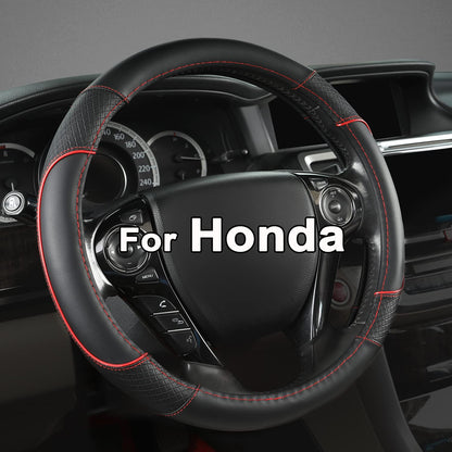 GIANT PANDA Microfiber Leather Steering Wheel Cover for Honda Accord,Civic,CR-V,HR-V,Pilot(Diamond-Pattern-Black-Standard Size)