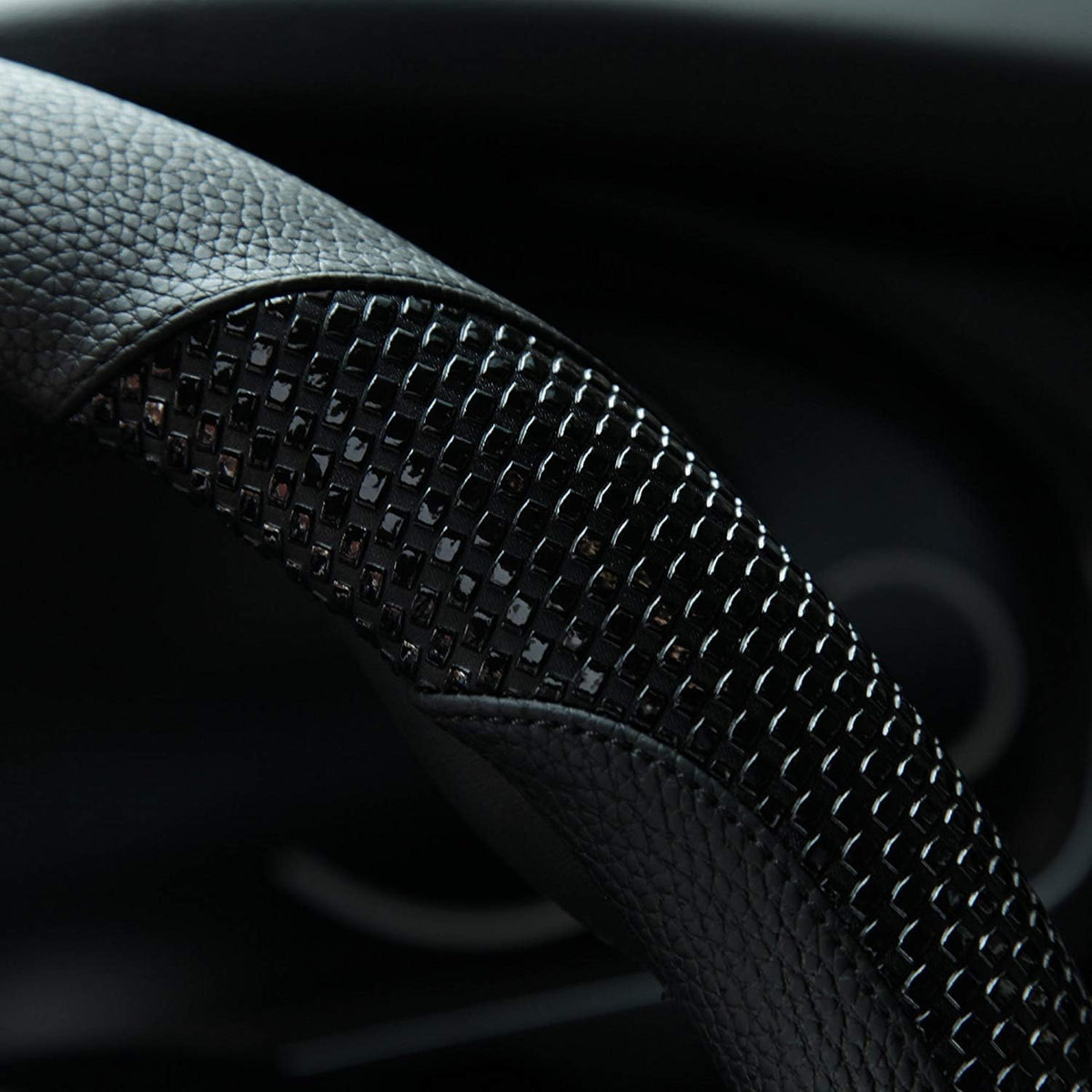 Valleycomfy Steering Wheel Cover with Microfiber Leather for Car Truck SUV 15 inch (Black)
