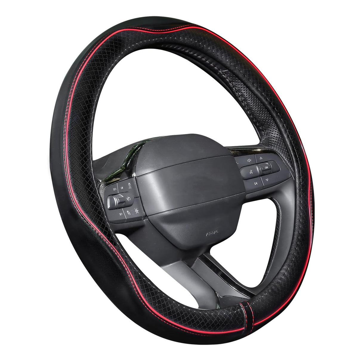 Rueesh Steering Wheel Cover Microfiber Leather Universal for 14.5-15 Inch
