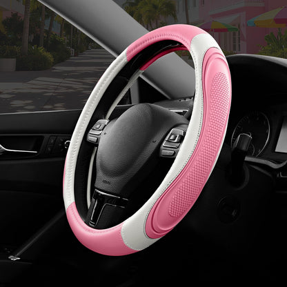 Road Comforts Car Steering Wheel Cover - Microfiber Leather Steering Wheel Wrap Sports 14.5-15 Inch Steering Wheel Cover Non-Slip for Men Women Grey Color