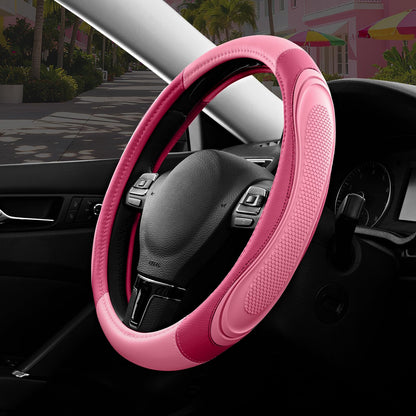 Road Comforts Car Steering Wheel Cover - Microfiber Leather Steering Wheel Wrap Sports 14.5-15 Inch Steering Wheel Cover Non-Slip for Men Women Grey Color