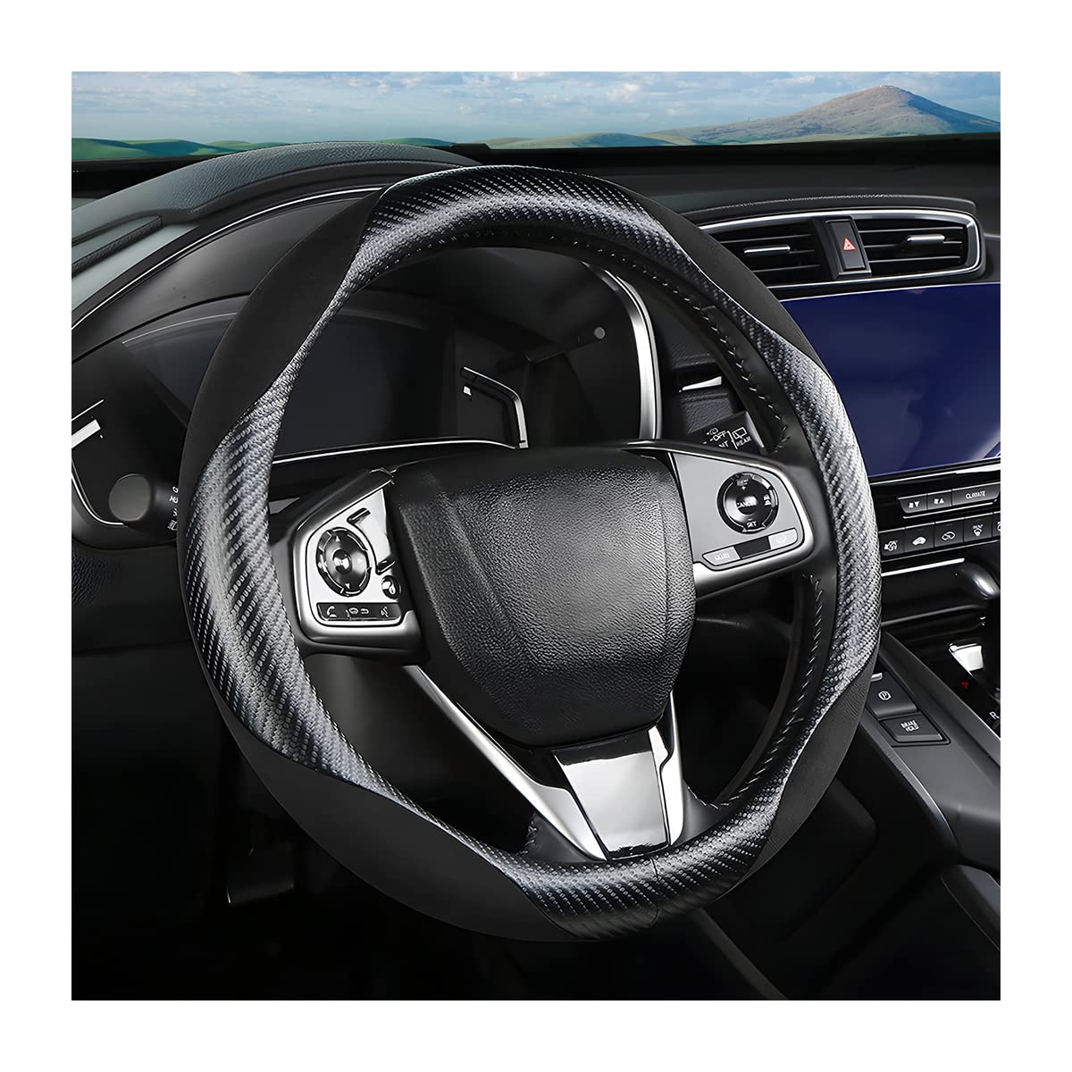 Moly Magnolia 15 Inch Car Steering Wheel Cover, Black-1