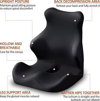 Seat Cushion with Back Support,Lumbar Support Pillow for Office Chair,office chair cushion for Sciatica and Hemorrhoid Relief,Tailbone Pain，Memory Foam Seat Cushion with L-Shaped Ergonomic Design