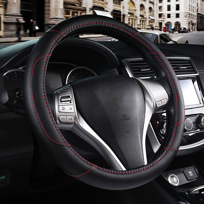 Leather Car Steering Wheel Cover, Universal Fit for Most Cars, Beige