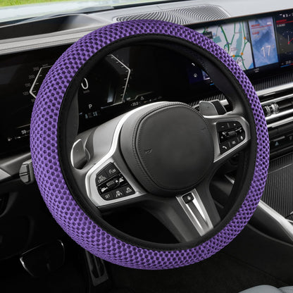 Car Steering Wheel Cover, Steering Wheel Accessories, 15 Inch Microfiber Leather Carbon Fiber Soft Anti-Slip Breathable, Car Accessories Elastic Non-Slip Cover for Most Vehicles