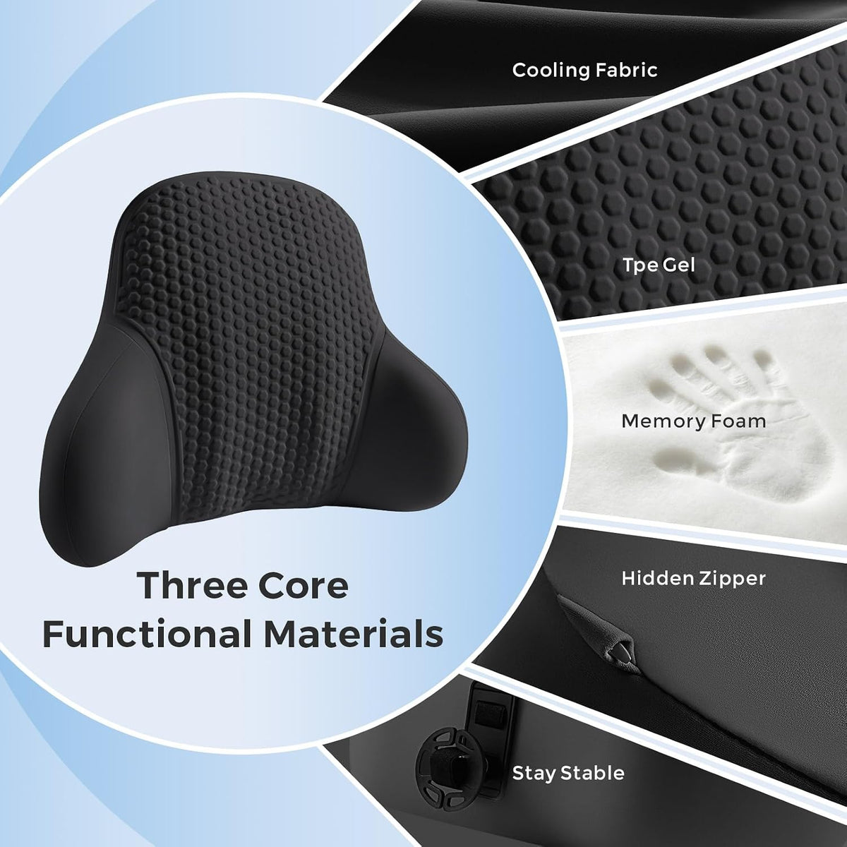 BABUR Gel Lumbar Support Pillow for Car, Lower Back Support Pain Relief
