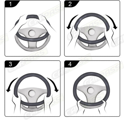 CAR Pass Black Faux Suede 14.5-15 Inch Memory Foam Steering Wheel Covers Breathable Anti-Slip Odorless Steering Wheel Universal Fit for Men Women