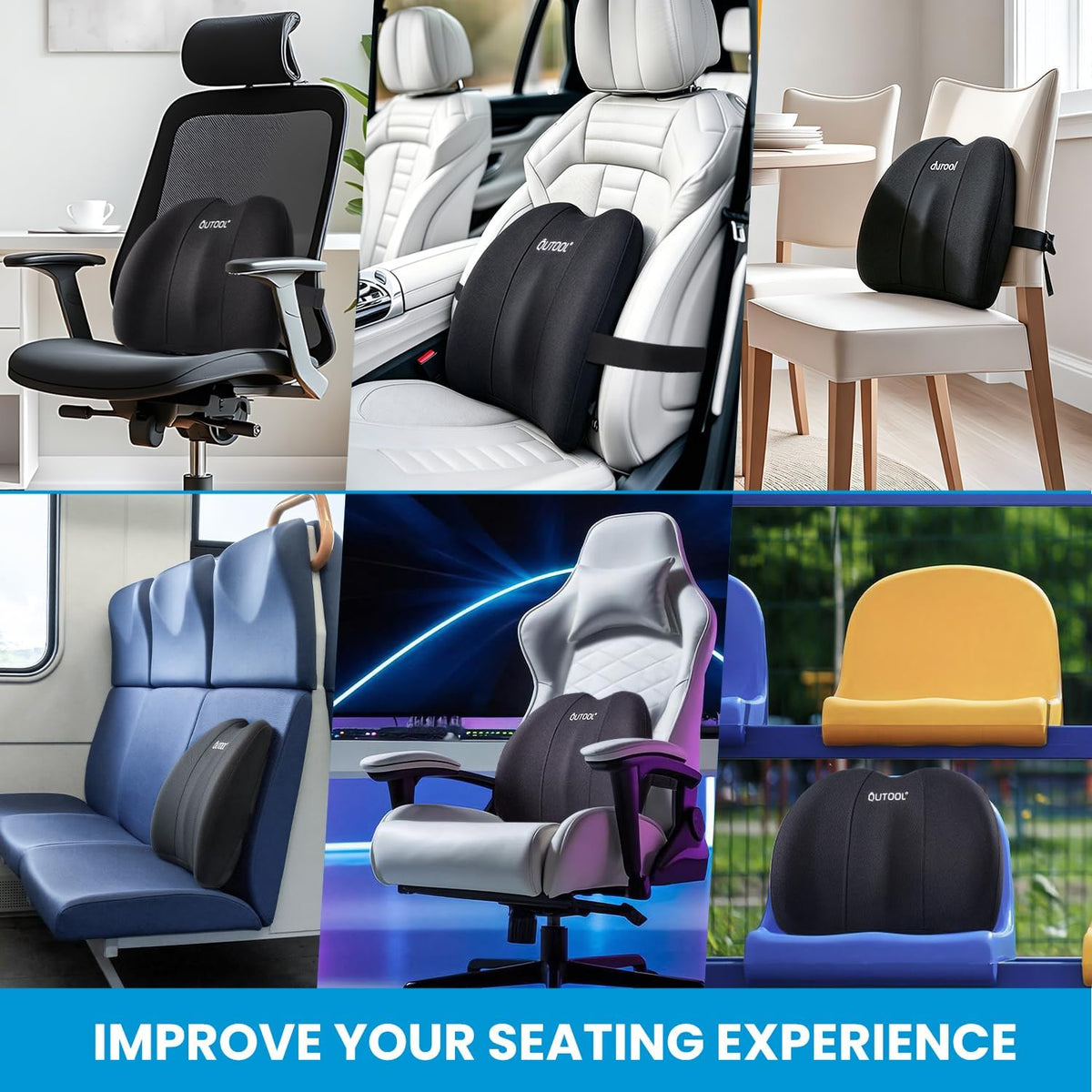 QUTOOL Patented Lumbar Support for Office Chair Pressure Relief