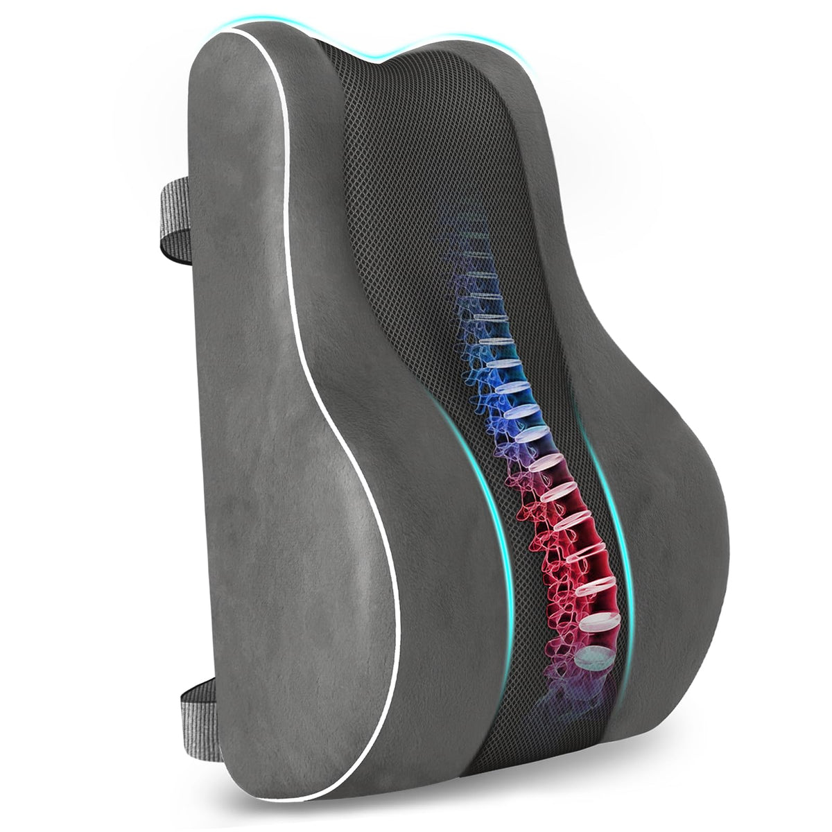CloudBliss Lumbar Support Pillow, Memory Foam for Office Chair, Black