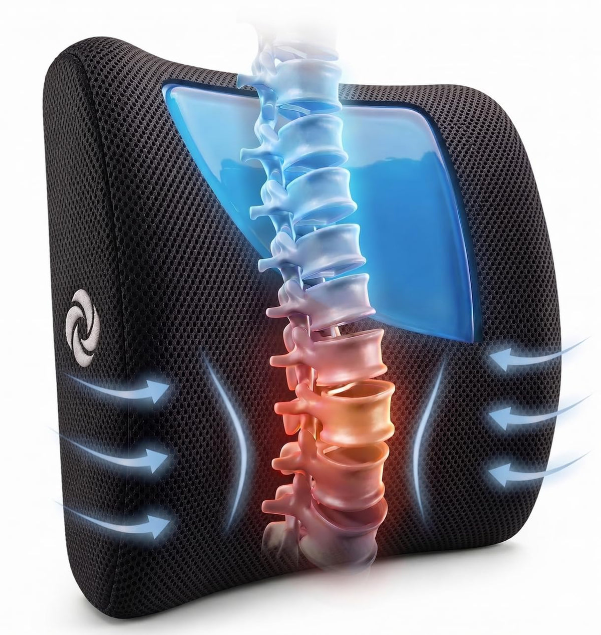 Samsonite Lumbar Support Pillow for Office Chair, Lower Back Support for Car, Back Pillow Desk Chair Cushion with Memory Foam, Improved Posture Backrest