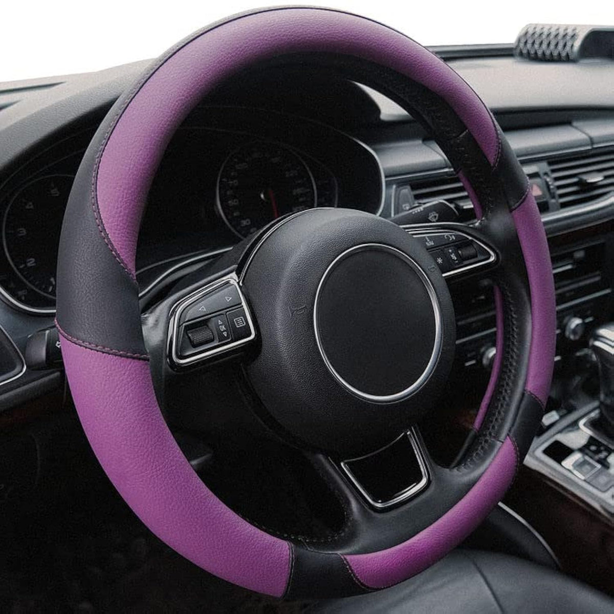 Car Steering Wheel Cover,14.5-15 Inch Black Universal Microfiber Leather Covers Breathable Anti-Slip Odorless Steering Wheels Accessories for Men Women