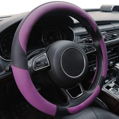 Car Steering Wheel Cover,14.5-15 Inch Black Universal Microfiber Leather Covers Breathable Anti-Slip Odorless Steering Wheels Accessories for Men Women