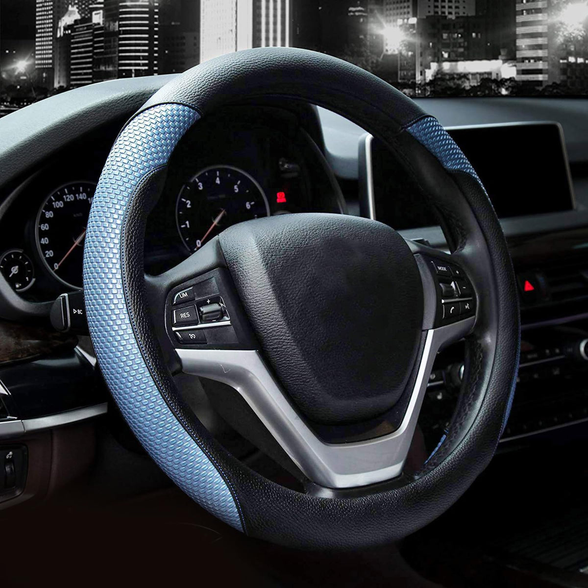 Valleycomfy Microfiber Leather Steering Wheel Covers Universal 15 inch (Gray)