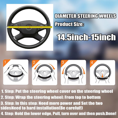 BELOMI 14.5-15 Inch Leather Steering Wheel Cover, Sport Style, Purple