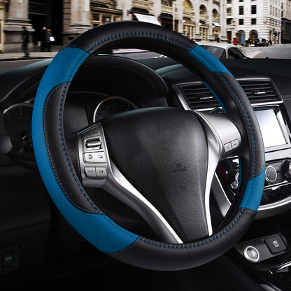 Leather Car Steering Wheel Cover, Universal Fit for Most Cars, Beige