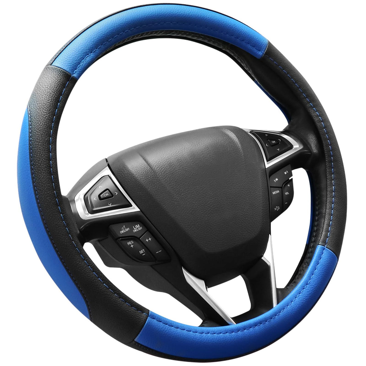 SEG Direct Black Microfiber Leather Auto Car Steering Wheel Cover 15 inch