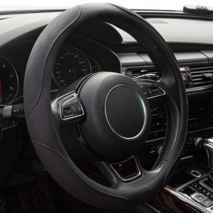 Car Steering Wheel Cover,14.5-15 Inch Black Universal Microfiber Leather Covers Breathable Anti-Slip Odorless Steering Wheels Accessories for Men Women