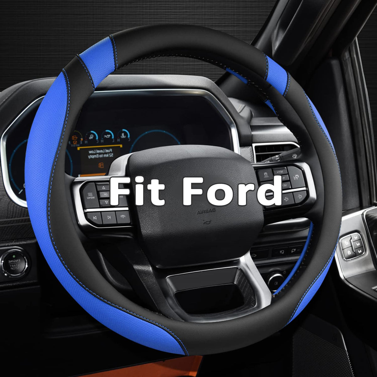 West Llama Customized Auto Car Steering Wheel Cover for Ford F-150, F-250, F-350, Expedition (Black)