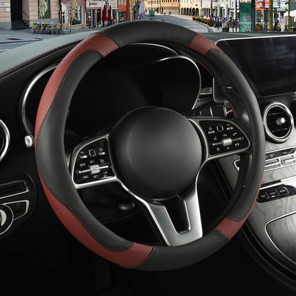 Black Orange Microfiber Leather Steering Wheel Cover 15 inch