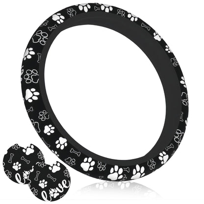 Wildflower Car Steering Wheel Cover 15 in, 2 Cute Floral Car Coasters
