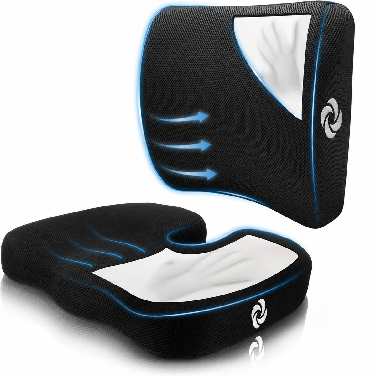 Samsonite Lumbar Support Pillow for Office Chair, Lower Back Support for Car, Back Pillow Desk Chair Cushion with Memory Foam, Improved Posture Backrest