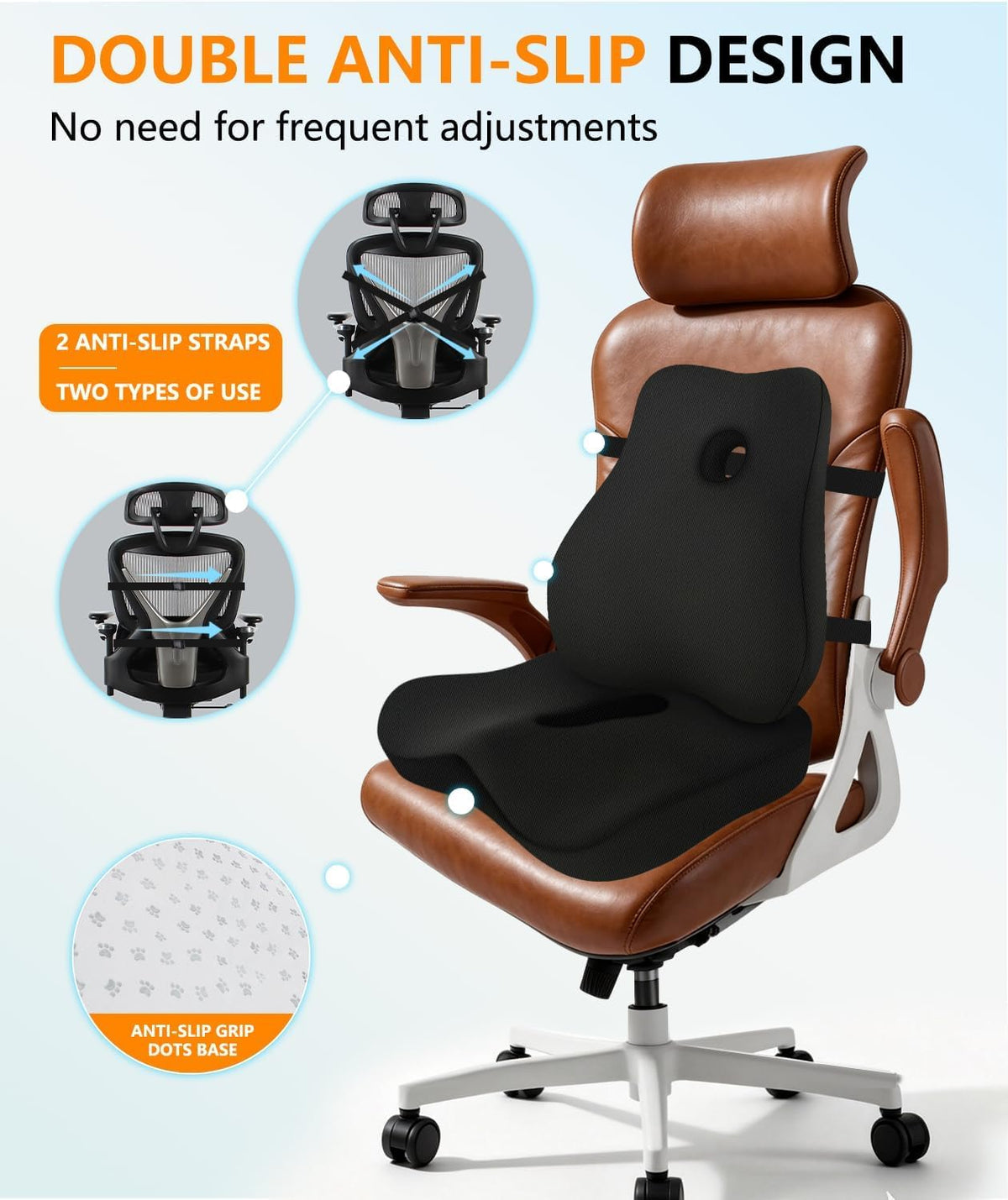 Lumbar Support Pillow & Seat Cushion for Office Chair, Memory Foam Office Chair Cushion for Tailbone Pain Relief and Lower Back Support, Ergonomic Desk Chair Cushion for Gaming,Wheelchair,Home