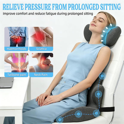 3-in-1 Memory Foam Seat Cushion and Headrest Pillow with Lumbar Support