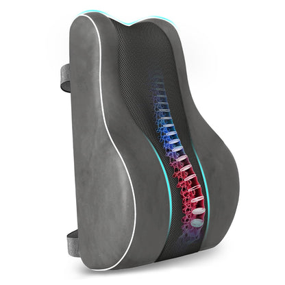 CloudBliss Lumbar Support Pillow, Memory Foam for Office Chair, Khaki